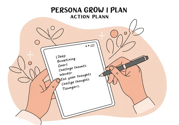 Persona delineando pasos en un plan de crecimiento emocional personalizado