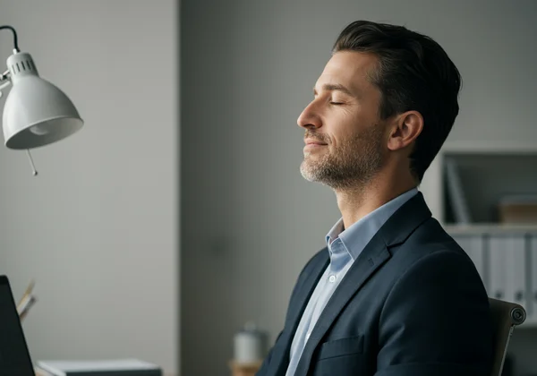 Person practicing mindfulness to manage work-related stress