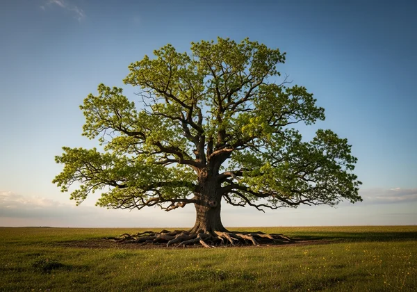 Starker Baum wächst, symbolisiert Resilienz und Stabilität