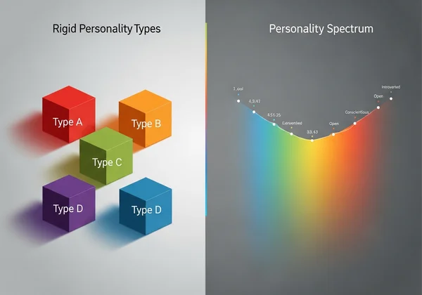 Comparing rigid personality types to a continuous spectrum.