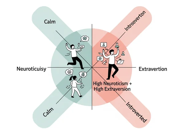 Interaktion von Neurotizismus- und Extraversion-Merkmalen.