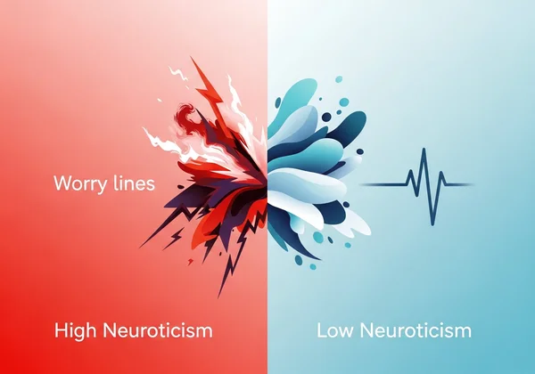 Spektrum des Neurotizismus: Hohe vs. niedrige emotionale Reaktivität.