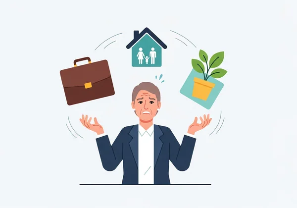 Midlife adult balancing work, family, and self-care