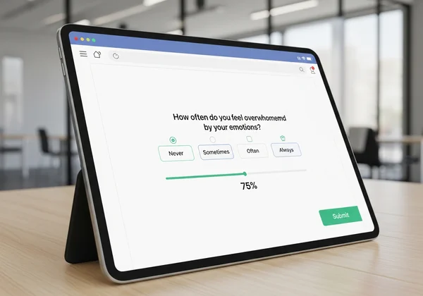User taking an online neuroticism assessment test