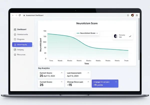 Dashboard showing progress in neuroticism test