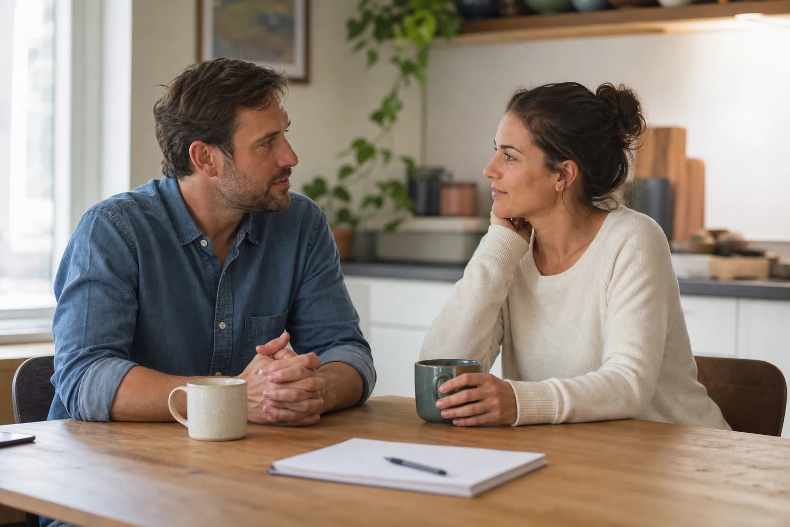 Calm relationship conversation